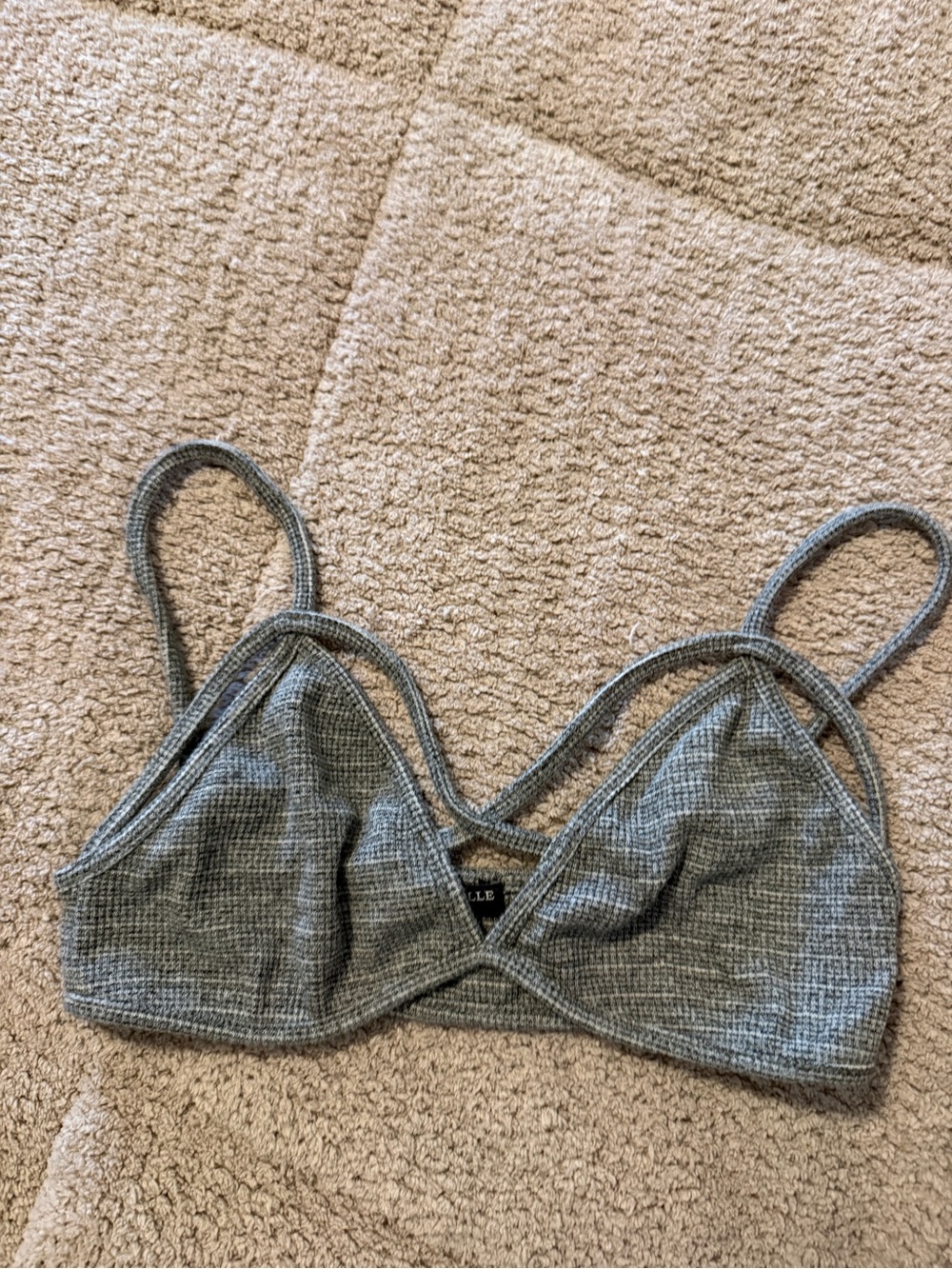 Brandy Melville Grey Ribbed Strappy Bralette